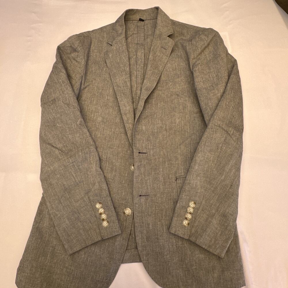 J Crew Ludlow Blazer Mens 36R Gray Somelos Cotton Linen Sport Coat - Picture 2 of 16